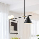 GobekUsa Contemporary Metal Cone Island Light with 3 Heads and Gold/Black Finish for Dining Room Ceiling