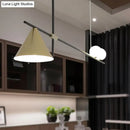 GobekUsa Contemporary Metal Cone Island Light with 3 Heads and Gold/Black Finish for Dining Room Ceiling