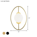 GobekUsa Minimalist Metal Halo Ring Sconce Lighting with Black/Gold Finish, Orb White Glass Shade