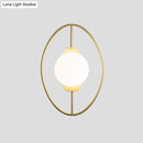 GobekUsa Minimalist Metal Halo Ring Sconce Lighting with Black/Gold Finish, Orb White Glass Shade