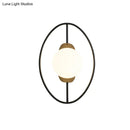 GobekUsa Minimalist Metal Halo Ring Sconce Lighting with Black/Gold Finish, Orb White Glass Shade