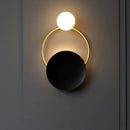GobekUsa Modern Metal Planet Wall Mount Lamp - 1 Light Black Finish, Opal Glass Fixture