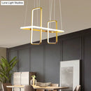 GobekUsa Simple Style Metal Rectangle Ceiling Pendant Light with Black/Gold Finish - Warm/White Island Light Fixture