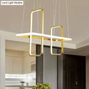 GobekUsa Simple Style Metal Rectangle Ceiling Pendant Light with Black/Gold Finish - Warm/White Island Light Fixture