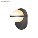 GobekUsa Modern Milk Glass Wall Light with Oval Metal Backplate in Black/Gold for Bedroom Sconce Lighting