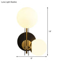 GobekUsa Contemporary Milky Glass Wall Sconce Light - 2 Bulbs, Black & Gold