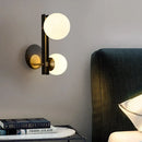 GobekUsa Contemporary Milky Glass Wall Sconce Light - 2 Bulbs, Black & Gold