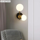 GobekUsa Contemporary Milky Glass Wall Sconce Light - 2 Bulbs, Black & Gold