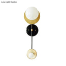 GobekUsa Modern 2-Light Balance Scale Wall Sconce: Black & Gold, Milky Glass Reading Lamp