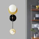 GobekUsa Modern 2-Light Balance Scale Wall Sconce: Black & Gold, Milky Glass Reading Lamp