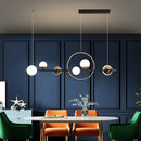 GobekUsa Modern Black Acrylic Sphere LED Pendant Light with Halo Ring - Ideal for Restaurants