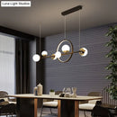 GobekUsa Modern Black Acrylic Sphere LED Pendant Light with Halo Ring - Ideal for Restaurants