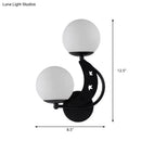 GobekUsa Contemporary Bedroom Sconce Light: 2 Bulbs Black/Gold Wall Lamp with Milky Glass Ball Shades (Left/Right)