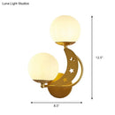 GobekUsa Contemporary Bedroom Sconce Light: 2 Bulbs Black/Gold Wall Lamp with Milky Glass Ball Shades (Left/Right)
