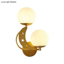 GobekUsa Contemporary Bedroom Sconce Light: 2 Bulbs Black/Gold Wall Lamp with Milky Glass Ball Shades (Left/Right)
