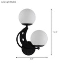 GobekUsa Contemporary Bedroom Sconce Light: 2 Bulbs Black/Gold Wall Lamp with Milky Glass Ball Shades (Left/Right)