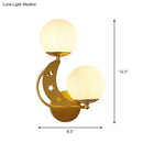 GobekUsa Contemporary Bedroom Sconce Light: 2 Bulbs Black/Gold Wall Lamp with Milky Glass Ball Shades (Left/Right)