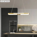 GobekUsa Oblong Acrylic Pendant Light Kit - Simple Style, Black/Gold LED Island Lamp in Warm/White Light for Dining Room