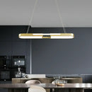 GobekUsa Oblong Acrylic Pendant Light Kit - Simple Style, Black/Gold LED Island Lamp in Warm/White Light for Dining Room