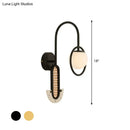 GobekUsa Opal Glass Ball Wall Sconce - 1-Light Gold/Black Finish Wall Mount Lamp