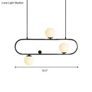 GobekUsa Modern Opal Glass Oblong Chandelier – Ceiling/Island Light Fixture with 3/4 Black/Gold Lights for Dining Room