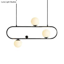 GobekUsa Modern Opal Glass Oblong Chandelier – Ceiling/Island Light Fixture with 3/4 Black/Gold Lights for Dining Room