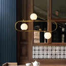GobekUsa Modern Opal Glass Oblong Chandelier – Ceiling/Island Light Fixture with 3/4 Black/Gold Lights for Dining Room