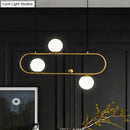 GobekUsa Modern Opal Glass Oblong Chandelier – Ceiling/Island Light Fixture with 3/4 Black/Gold Lights for Dining Room