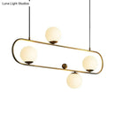 GobekUsa Modern Opal Glass Oblong Chandelier – Ceiling/Island Light Fixture with 3/4 Black/Gold Lights for Dining Room