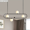 GobekUsa Modern Opal Glass Oblong Chandelier – Ceiling/Island Light Fixture with 3/4 Black/Gold Lights for Dining Room