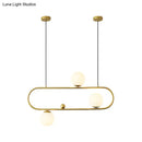 GobekUsa Modern Opal Glass Oblong Chandelier – Ceiling/Island Light Fixture with 3/4 Black/Gold Lights for Dining Room