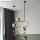 GobekUsa Modern Opal Glass Oblong Chandelier – Ceiling/Island Light Fixture with 3/4 Black/Gold Lights for Dining Room