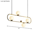 GobekUsa Modern Opal Glass Oblong Chandelier – Ceiling/Island Light Fixture with 3/4 Black/Gold Lights for Dining Room