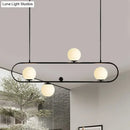 GobekUsa Modern Opal Glass Oblong Chandelier – Ceiling/Island Light Fixture with 3/4 Black/Gold Lights for Dining Room