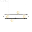 GobekUsa Modern Opal Glass Oblong Chandelier – Ceiling/Island Light Fixture with 3/4 Black/Gold Lights for Dining Room