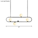 GobekUsa Modern Opal Glass Oblong Chandelier – Ceiling/Island Light Fixture with 3/4 Black/Gold Lights for Dining Room