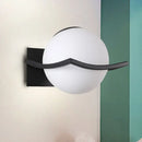 GobekUsa Modern Opal Glass Globe Wall Sconce with 1 Light - Bedroom Lighting in Black/Gold