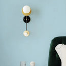 GobekUsa Modern 2-Head Opal Glass Wall Sconce in Black and Gold