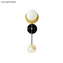 GobekUsa Modern 2-Head Opal Glass Wall Sconce in Black and Gold