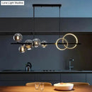 GobekUsa Modern Black Metal Island Pendant Lighting with Clear Glass for Dining Table