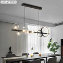 GobekUsa Modern Black Metal Island Pendant Lighting with Clear Glass for Dining Table