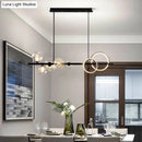 GobekUsa Modern Black Metal Island Pendant Lighting with Clear Glass for Dining Table