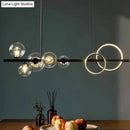 GobekUsa Modern Black Metal Island Pendant Lighting with Clear Glass for Dining Table