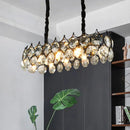 GobekUsa Modern Black/Gold Pendant Lighting Fixture with Crystal Prism Shade - 8-Bulb Dining Room Island Light