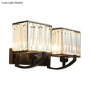 GobekUsa Modern Black/Gold Rectangle Wall Mount Sconce Light with Clear Crystal for Bedroom - 7"/18" W
