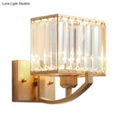 GobekUsa Modern Black/Gold Rectangle Wall Mount Sconce Light with Clear Crystal for Bedroom - 7"/18" W