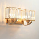 GobekUsa Modern Black/Gold Rectangle Wall Mount Sconce Light with Clear Crystal for Bedroom - 7"/18" W