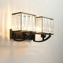GobekUsa Modern Black/Gold Rectangle Wall Mount Sconce Light with Clear Crystal for Bedroom - 7"/18" W