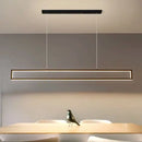 GobekUsa Minimalist Rectangular Metal LED Pendant Lamp for Dining Room: White/Warm Light, 39"/47" Long