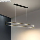 GobekUsa Minimalist Rectangular Metal LED Pendant Lamp for Dining Room: White/Warm Light, 39"/47" Long